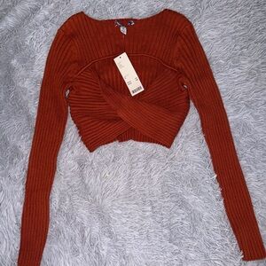 Urban Outfitters Rust Ribbed Crop Top